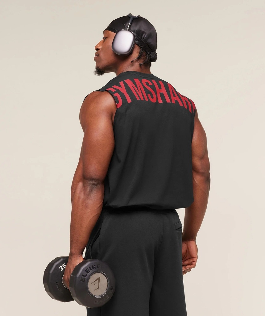 Gymshark Power Cut Off Tank - Black/Cond (2)