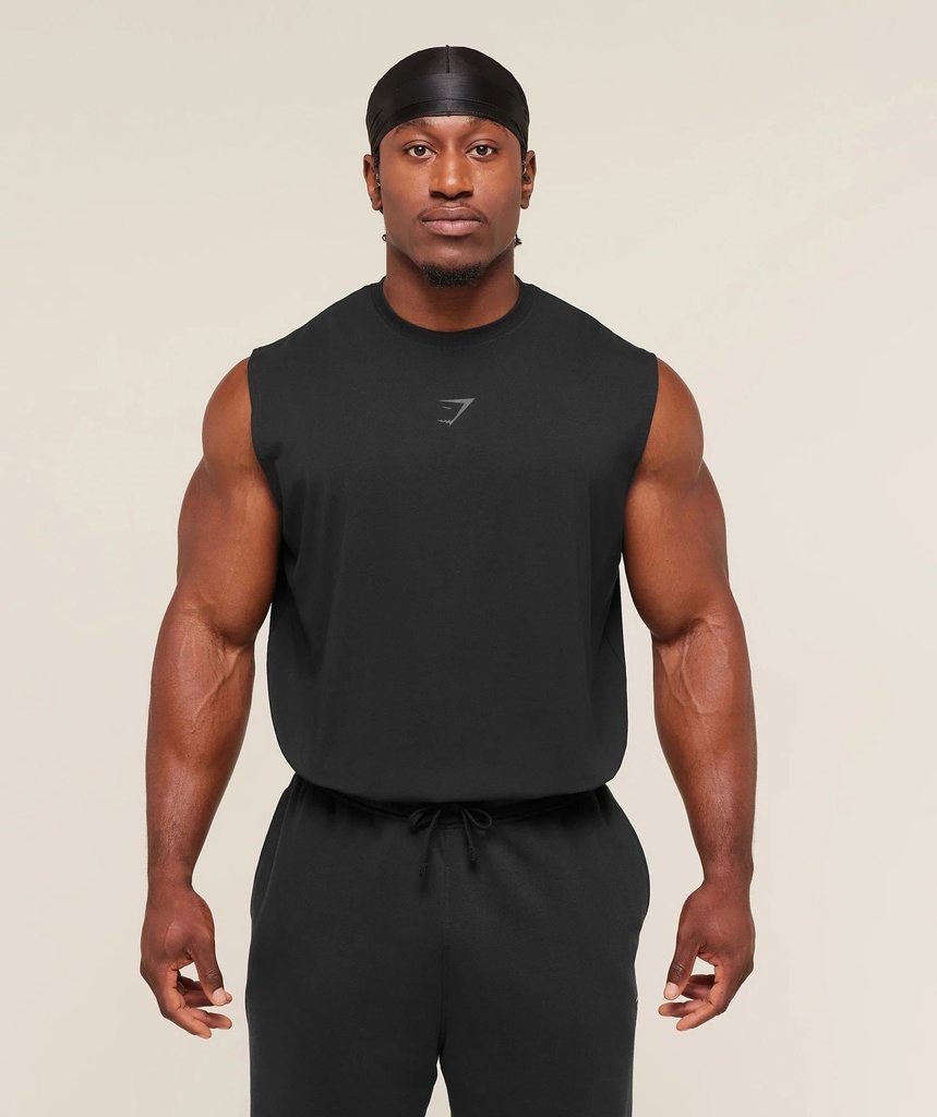 Gymshark Power Cut Off Tank - Black/Asph (2)