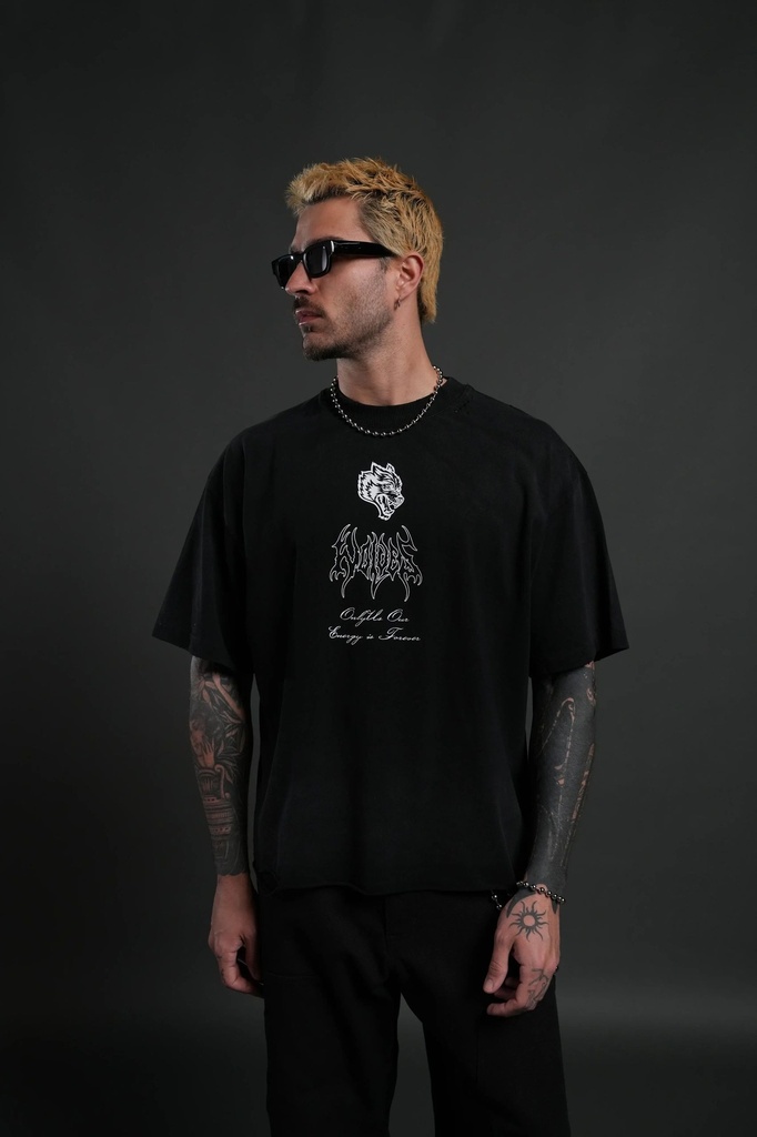 Mori Flames Distressed Grunge Tee in Bla (2)