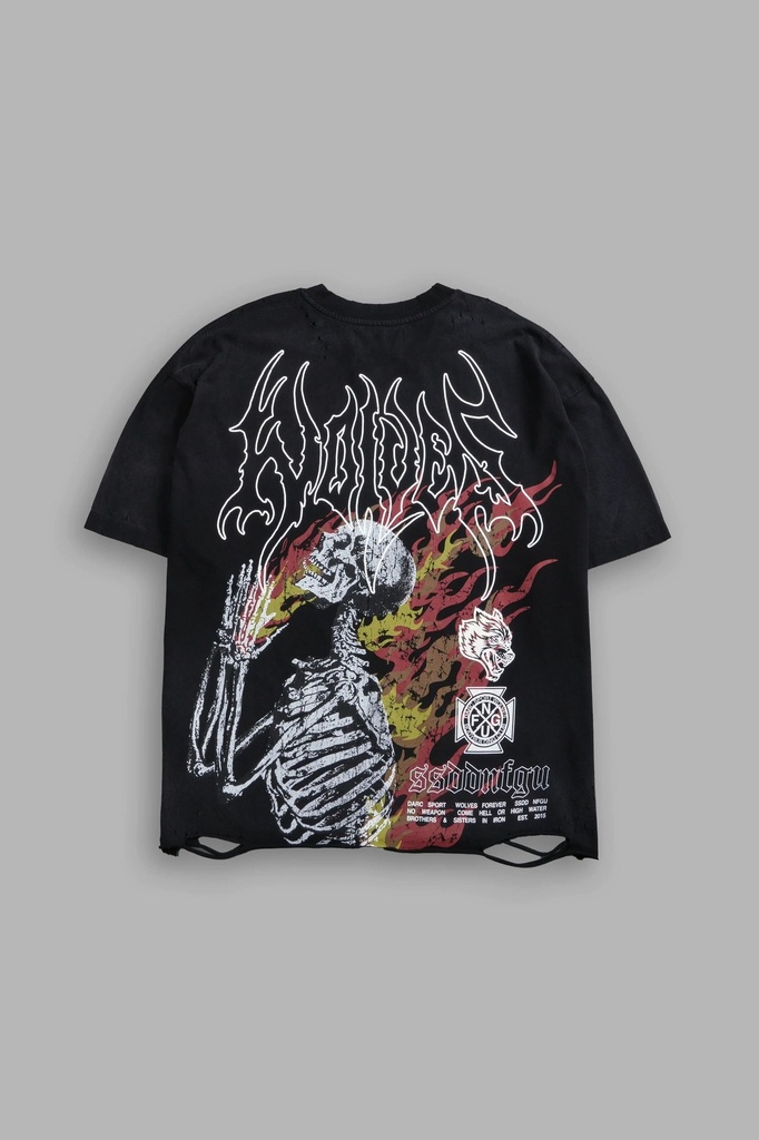 Mori Flames Distressed Grunge Tee in Bla (4)