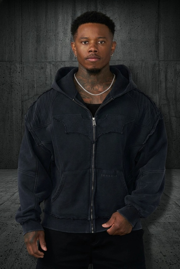 [YLA-5209-BLACK-WASH-SML] Batman Armored Zip-Ups - Black Wash (S)