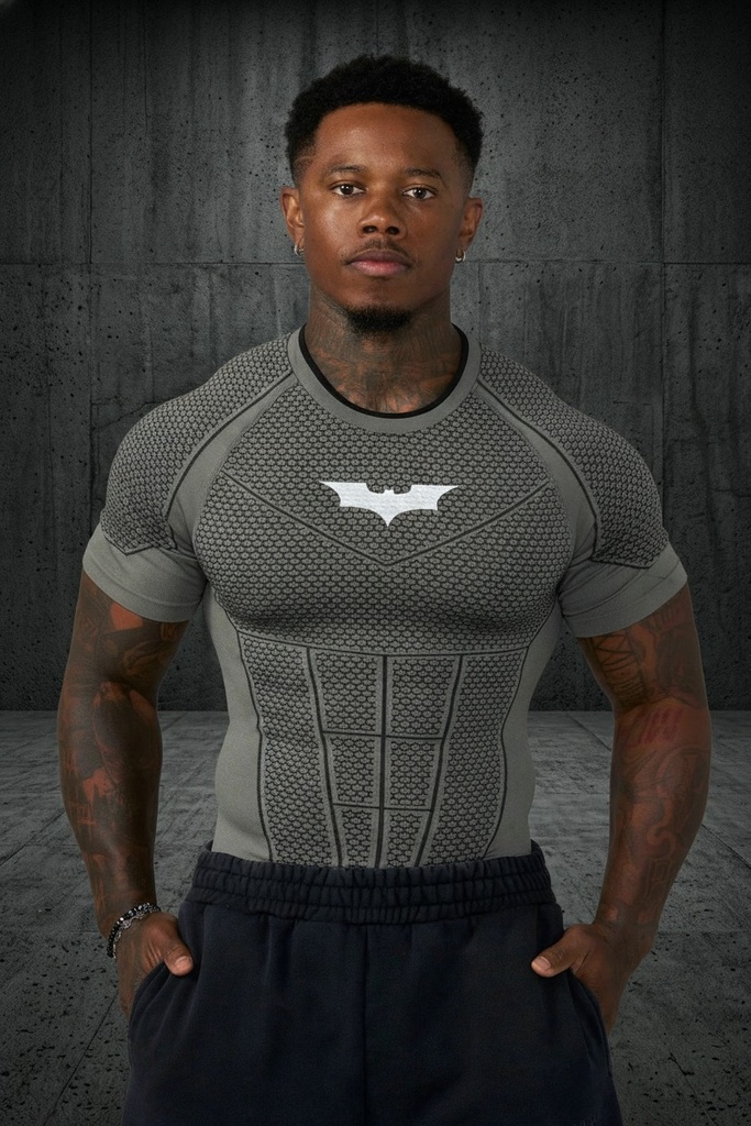 [4259-GG-S] Batman Compression Tees - Grey Green (S)