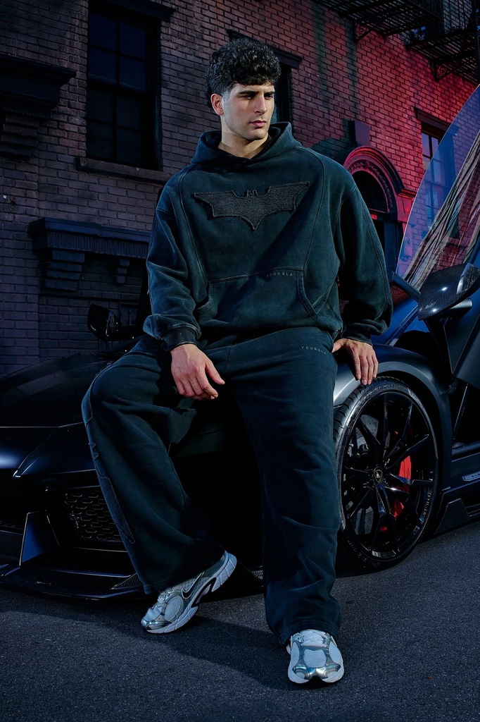 [YLA-5173-BLACK-WASH-SML] Batman Stealth Hoodies - Black Wash (S)