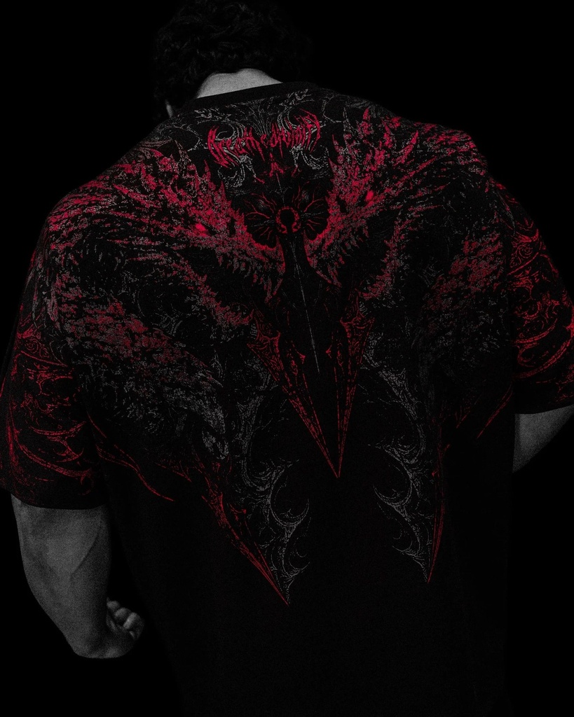 [BLD-WYV-VRS-T3-S] BLOOD WYVERN OVERSIZED T-SHIRT - [NIGHTMARE] (S)