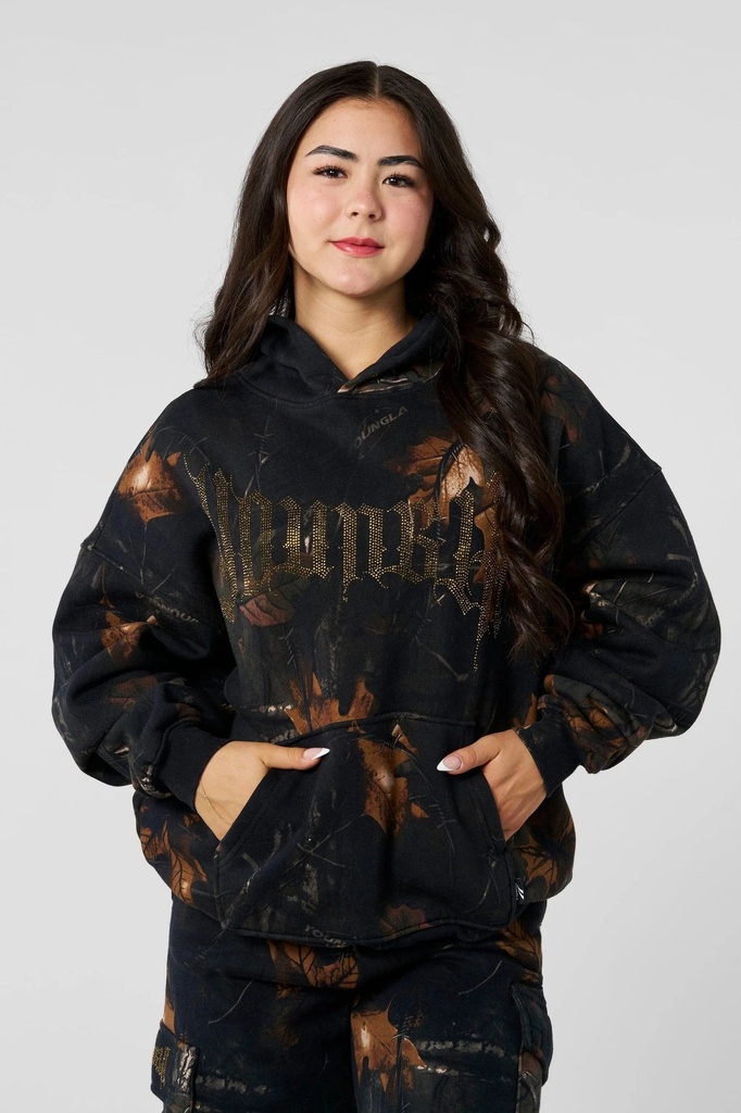 [YLA-W5168-BLACK-BARBED-WIRE-CAMO-XSM] Camo Bling Hoodie - Black Barbed Wire Camo (XS)
