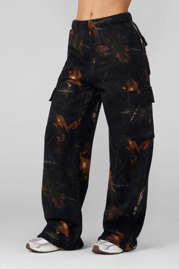 [YLA-W2230-BLACK-BARBED-WIRE-CAMO-XSM] Camo Cargo Joggers - Black Barbed Wire Camo (XS)