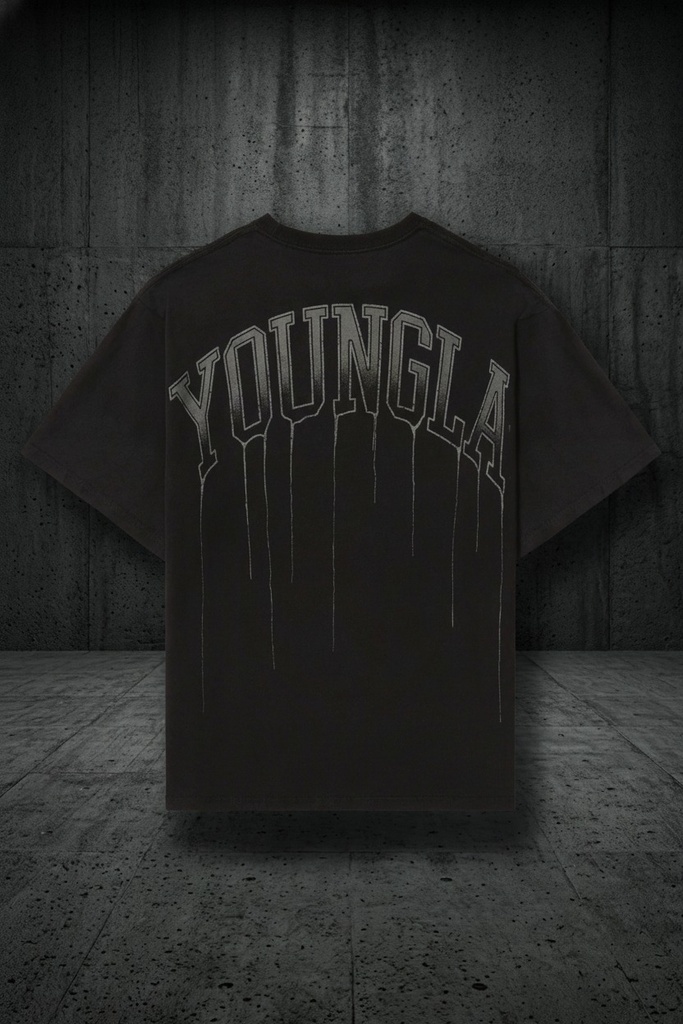 [YLA-W428-BLACK-WASH-XSM] Drip Oversized Tee - Black Wash (XS)