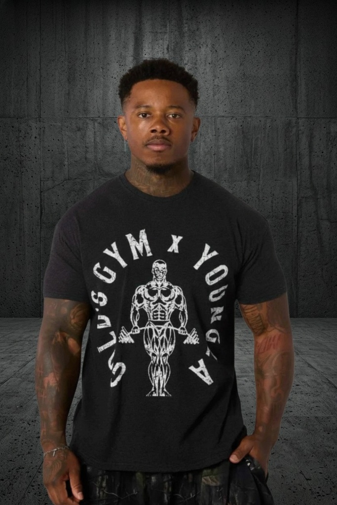 [4206GB-S] Gold's Gym Heather Tees - Black Heather (S)