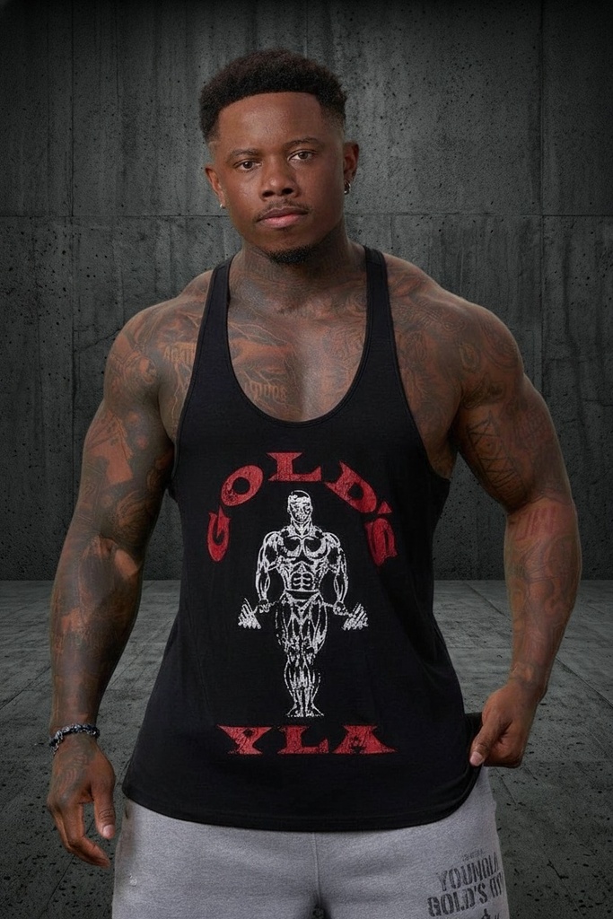 [3003-B-S] Gold's Iron Legacy Icon Stringers - Black (S)