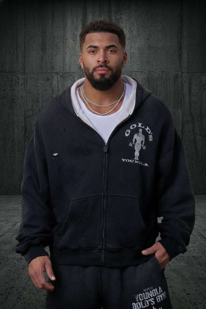 [5226-B-S] Gold's Iron Legacy Layered Zip-Ups - Black (S)