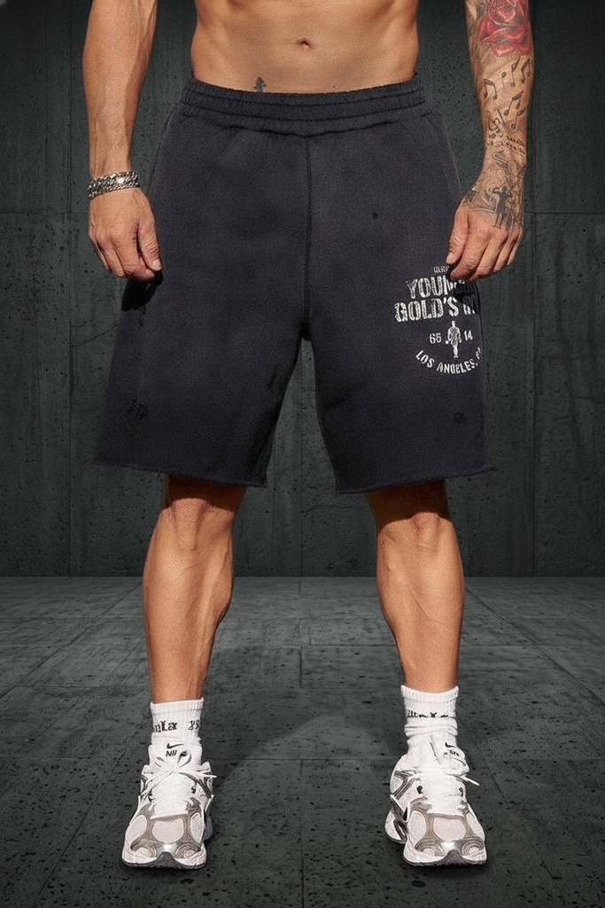 [1014-BW-S] Gold's Iron Legacy Shorts - Black Wash (S)