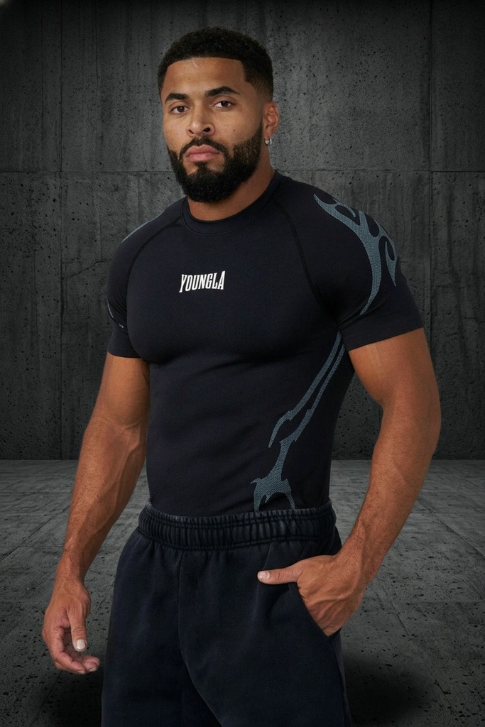 Gothic Compression Tees - Black/Blue
