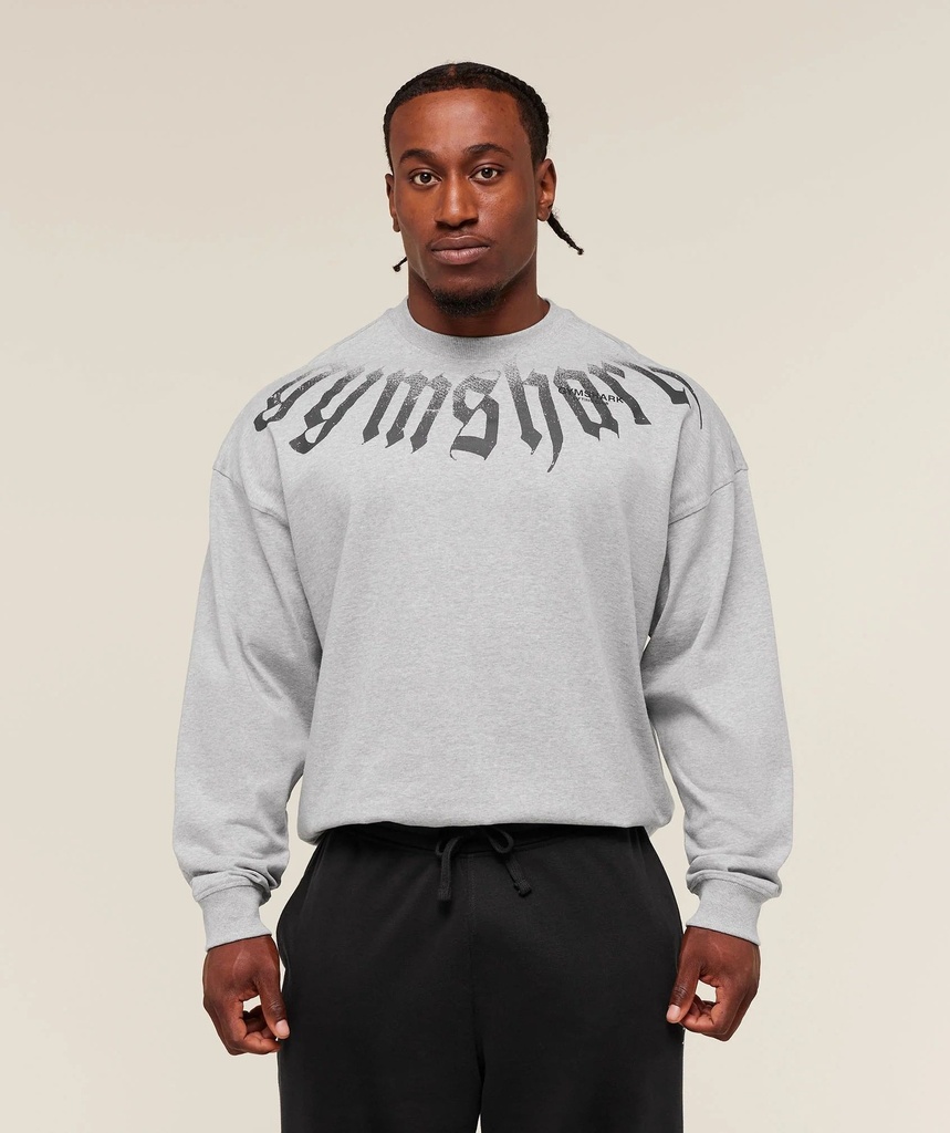 [A4C1W-GBCN-S] Gymshark Fade Graphic Long Sleeve T-Shirt - Light Grey Core Marl (S)