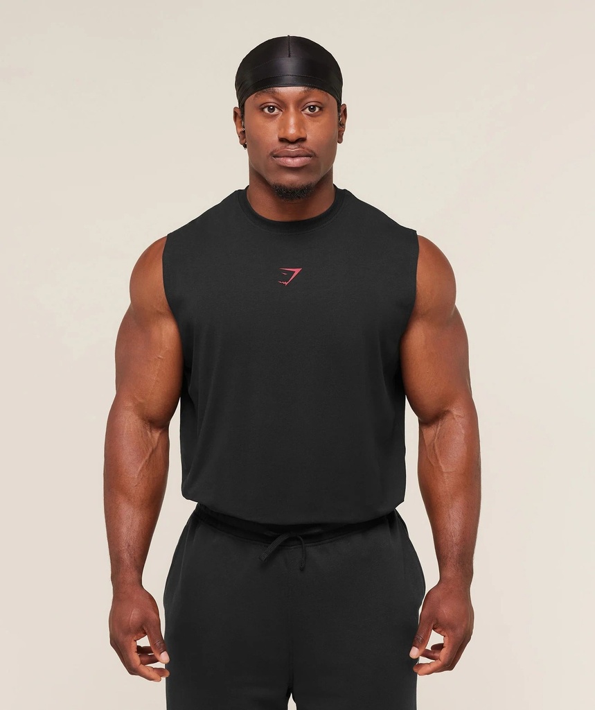 [GS-POWER-CUT-OFF-TANK-BLACK-CONDITIONING-RED-SML] Gymshark Power Cut Off Tank - Black/Conditioning Red (S)