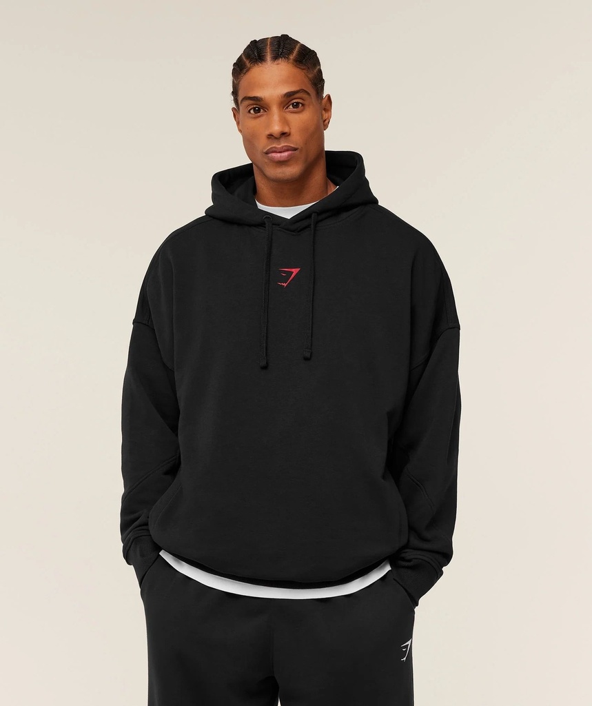 [GS-POWER-HOODIE-BLACK-CONDITIONING-RED-SML] Gymshark Power Hoodie - Black/Conditioning Red (S)