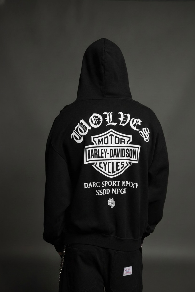 [HRL-DVD-WLV-PRC-S] Harley-Davidson Wolves "Pierce" Hoodie in Black (S)