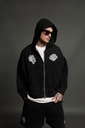 Harley-Davidson Wolves Vex Double Zip Hoodie in Black Drift Wash