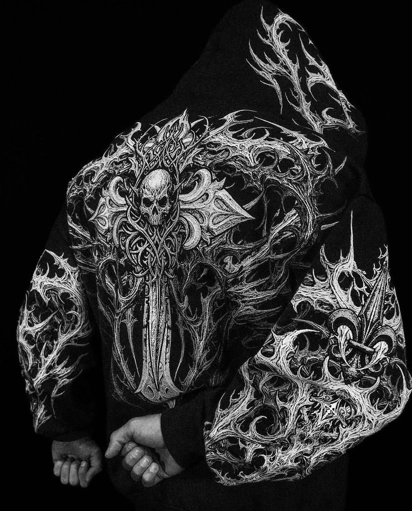 [HVN-KNG-VRS-ZIP-S] Heavenly Knight Oversized Zip-up Hoodie [MIDNIGHT] (S)