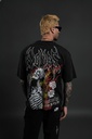 Mori Flames Distressed Grunge Tee in Black Drift Wash