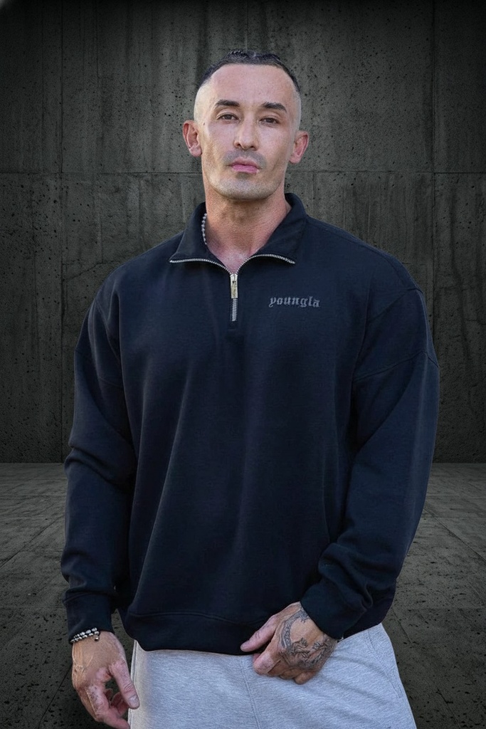 [8065-S] Soft AF Quarter Zips - Black (S)
