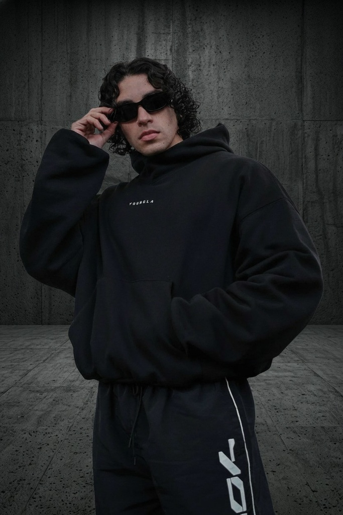 [5019B-S] Supersized Sphere Hoodies - Black (S)