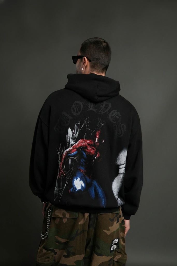 [WBS-AND-SHD-PRC-S] Webs and Shadows "Pierce" Hoodie in Black (S)