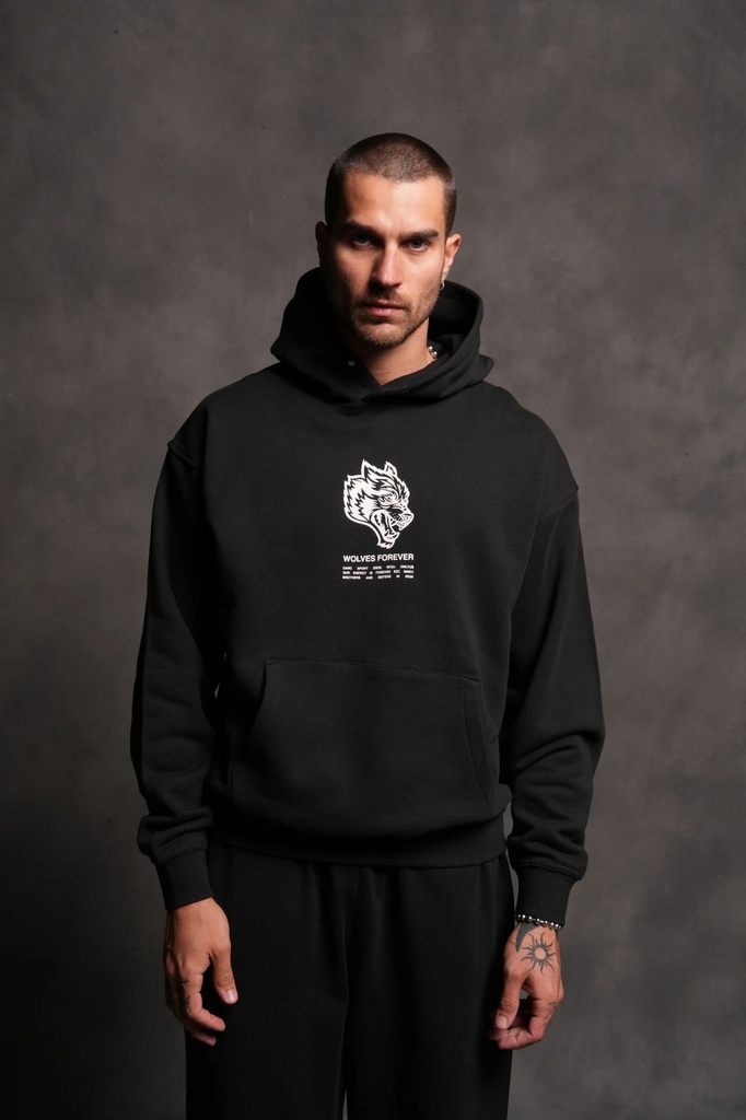 [WLVS-HV-YR-BCK-PRC-HD-N-BLCK-S] WOLVES HAVE YOUR BACK "PIERCE" HOODIE IN BLACK (S)