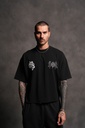 WOLVES HESH FRVR GRUNGE RAW HEM "BOX CUT" TEE IN BLACK