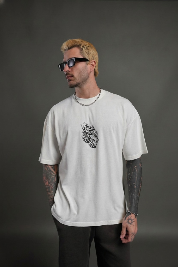 [WLV-NFR-PRM-VRS-S] WOLVES INFERNO "PREMIUM" OVERSIZED TEE IN CREAM (S)