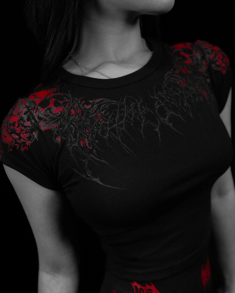 [WMN-S-SL-THR2-S] Women's Soul Thorn Cropped Baby Tee [NIGHTMARE]